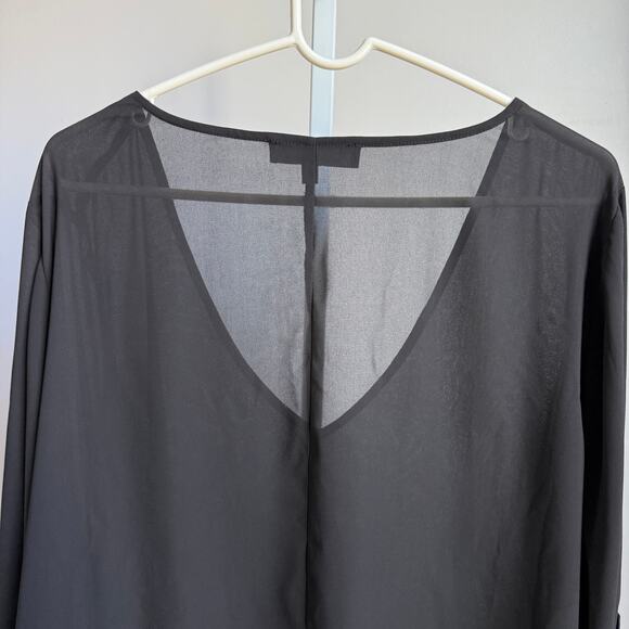 ELOQUII sz 24 black roll tab sleeve blouse - Picture 8 of 9